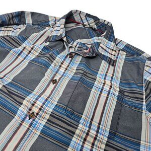 The North Face Mens Short Sleeve Plaid Button-Up Shirt L Gray‎ & Blue